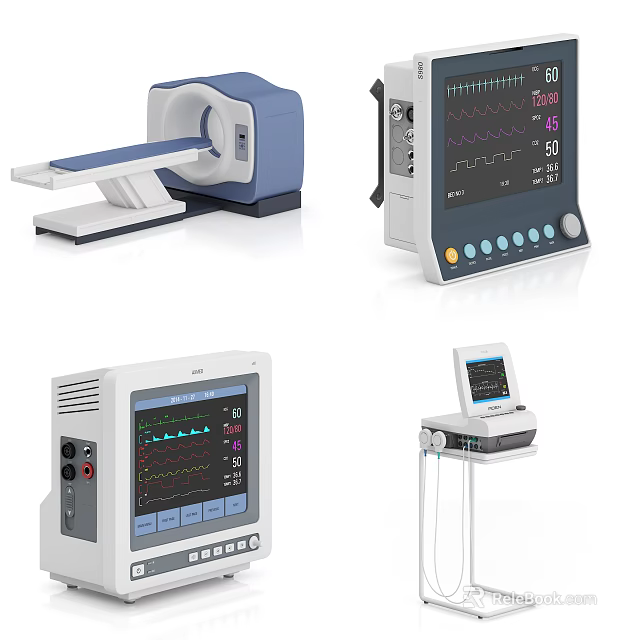 Advanced Medical Devices Including CT Scanner ECG Monitor And Patient Monitoring Equipment 3d model 