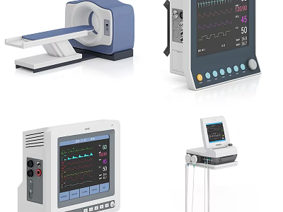 Advanced Medical Devices Including CT Scanner ECG Monitor And Patient Monitoring Equipment 3d model