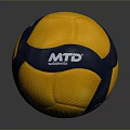 Multi Purpose Yellow And Blue Textured Surface Household Ball Featuring MTD Logo 3d model
