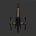Ancient Weapon Old Cannon With Large Yellow Spoked Wheels And Black Barrel