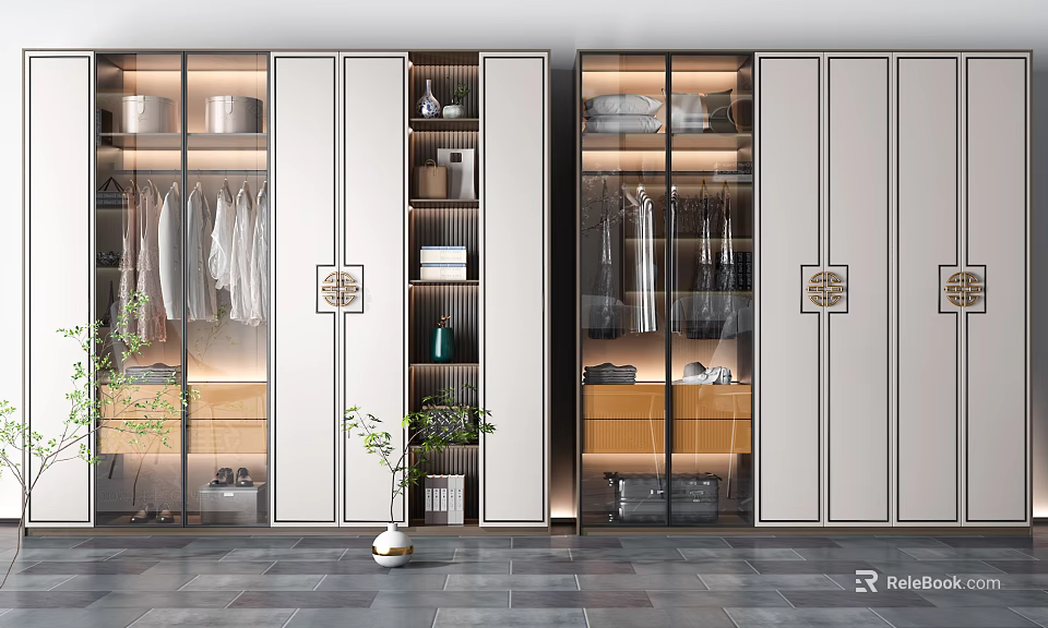 Modern Wardrobe With Glass Doors Organized Clothing Storage And Sleek Interior Design 3d model 