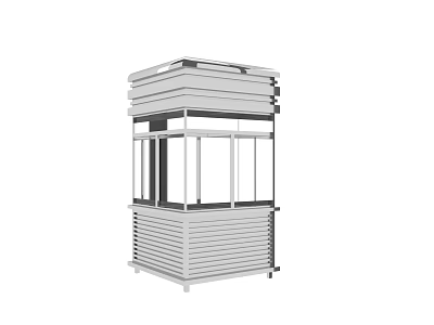 Stainless Steel Kiosk With Glass Panel Windows And Multi Layer Exterior Support Structure 3d model