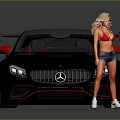 Black Modified Sports Car With Rear Spoiler Red Side Mirrors And Sleek Design