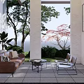 Modern Indoor Garden Landscape Design With Green Plants And Decorative Shelves