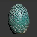 Handcrafted Green Egg Shaped Sculpture With Intricate Scaly Surface Texture 3d model