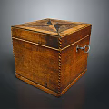 Vintage Wooden Storage Box With Star Pattern And Metal Lock For Home Organizing