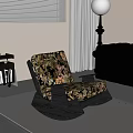 Stylish Floral Pattern Accent Chair With Dark Wooden Frame For Living Room