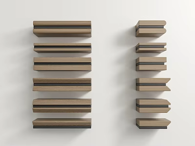 Wooden Decorative Strips With Various Shapes Arranged On White Background 3d model