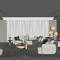 Elegant Modern Restaurant Interior With Floor to Ceiling Windows Comfortable Seating And Decorative Items