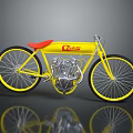 Yellow Classic Cyclone Motorcycle With Red Seat Black Wheels And Yellow Rims