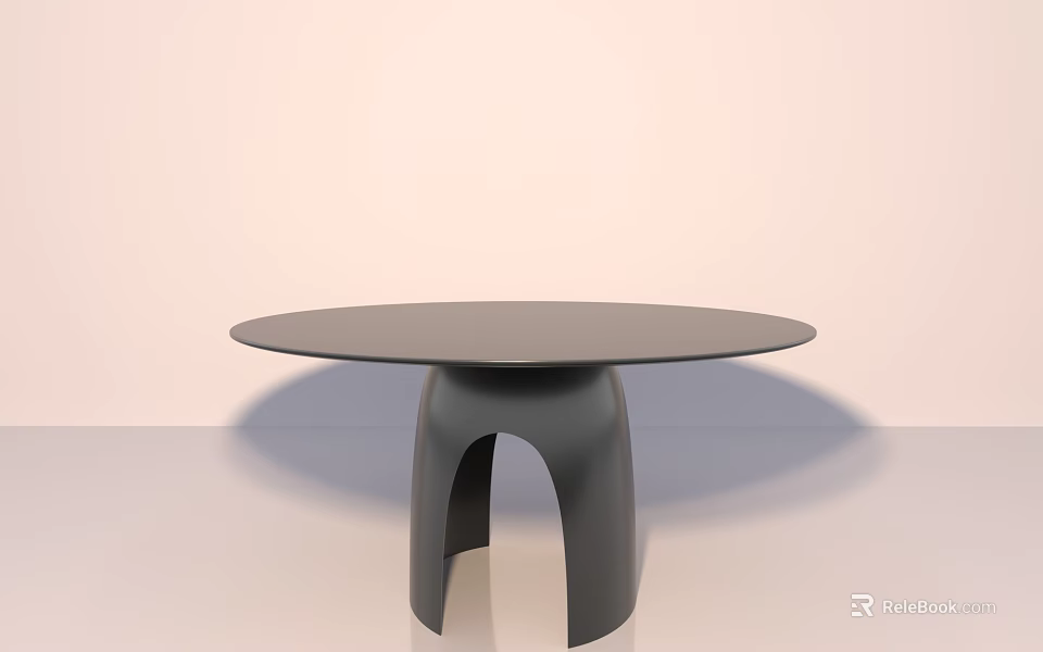 Modern Gray Round Dining Table With Unique Arched Base For Minimalist Interior Design 3d model