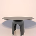Modern Gray Round Dining Table With Unique Arched Base For Minimalist Interior Design 3d model