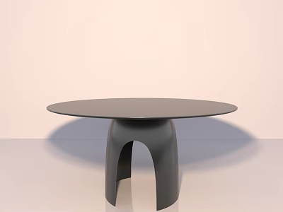 Modern Gray Round Dining Table With Unique Arched Base For Minimalist Interior Design 3d model