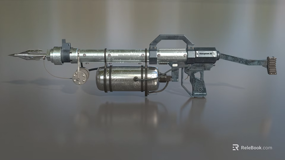 Vulcan Professional Commercial Silver Metal Torch With Gas Cylinder Barrel And Handle 3d model 