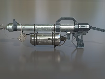 Vulcan Professional Commercial Silver Metal Torch With Gas Cylinder Barrel And Handle 3d model