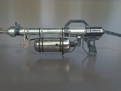 Vulcan Professional Commercial Silver Metal Torch With Gas Cylinder Barrel And Handle 3d model