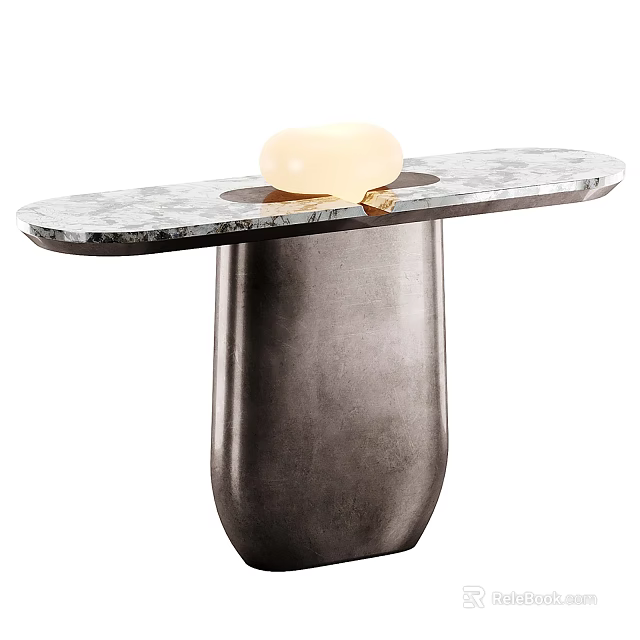 Elegant Modern Entryway Cabinet Sideboard With Marble Top And Metal Base 3d model 