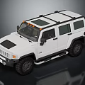 White Hummer Style SUV With Roof Rack Orange Warning Lights And Black Wheels