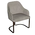 Stylish Light Beige Upholstered Dining Chair With Gold Metal Curved Legs