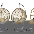 Modern Rattan Hanging Chairs with Metal Stand and Soft Cushions Design