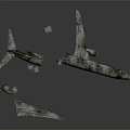 Damaged Airliner Wreckage With Broken Fuselage Wings And Green White Paint