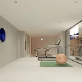 Modern Basement Interior With Cabinets Art Wall Plants And Doll 3d model