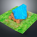 Wooden Logs With Stone Slab Covered On Green Grass Surface