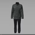 Green Stand Up Collar Coat With Pockets And Buttons Paired With Dark Pants Suit Set