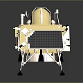 Lunar Terrain Supporting Gold Lander With Antennas And Landing Legs