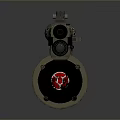 Futuristic Tactical Weapon With Mechanical Structure Red Accents And Advanced Barrel Design
