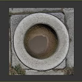 Classic Stone Water Basin Structure With Circular Bowl And Square Base Details 3d model