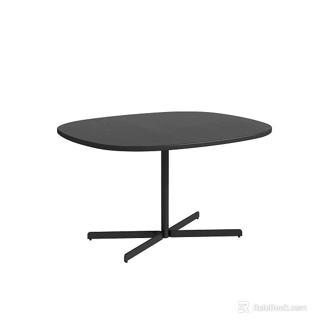 Sleek Black Oval Shaped Coffee Table With Cross Shaped Base Design 3d model