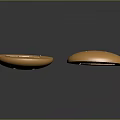 Golden Shiny Sphere And Circular Plate With Groove On Reflective Surface