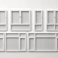 White Casement Windows With Various Sizes And Modern Designs For Interior 3d model
