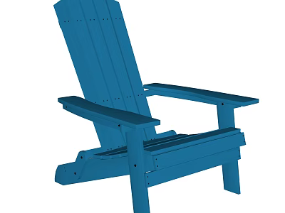 Blue Wooden Outdoor Chair With Ergonomic Backrest And Armrests For Garden Patio Relaxation 3d model