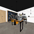 Modern Public Office Space With Open Layout Desks Computers Bookshelves And Hanging Lights