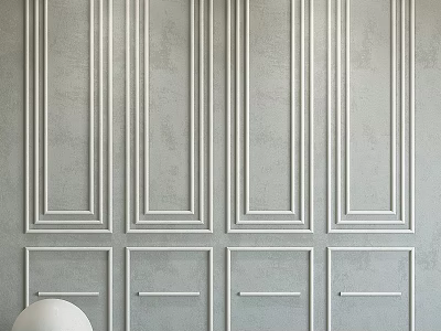 Decorative Vertical And Horizontal Panel Lines On Modern Light Grey Wall Design With Minimalist Decor 3d model