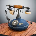 Vintage Rotary Dial Telephone On Wooden Table With Classic Retro Design