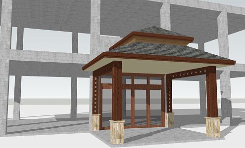 New Chinese Style Pavilion Door Head 3d model