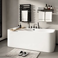 Modern Bathtub Freestanding Bathtub Bathtub Electric Towel Rack Bath Towel Rack Slippers Floor Mat 3d model