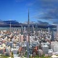 Aerial View Planning of Modern City with Skyscrapers and Urban Layout