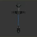 Futuristic Sci Fi Spaceship With Blue Energy Beam Connecting Two Sections Mechanical Details And Design