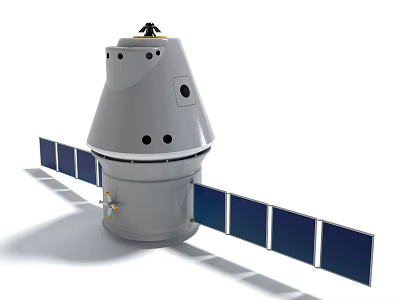 Advanced Spacecraft Design Featuring Cone Shaped Body With Solar Panels Antenna And Observation Port 3d model