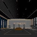 Modern Fitness Gym Interior With Spacious Layout Green Wall Treadmills And Training Equipment