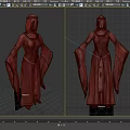 Maroon Medieval Robe With Long Sleeves Golden Trim And Hooded Design