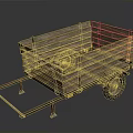 Rustic Wooden Trailer With Wooden Bed Metal Frame And Single Wheel