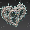 Heart Shaped Decorative Ornament Set with Thorny Branches Design for Home Decoration