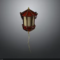 Traditional Chinese Red Lantern With Golden Decorations Pointed Top And White Panels