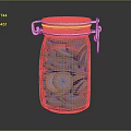 Clear Glass Jar With Metal Clasp Filled With Golden And Silver Coins