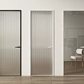 Modern Swing Doors Featuring Frosted Ribbed and Transparent Glass for Home Interior Design